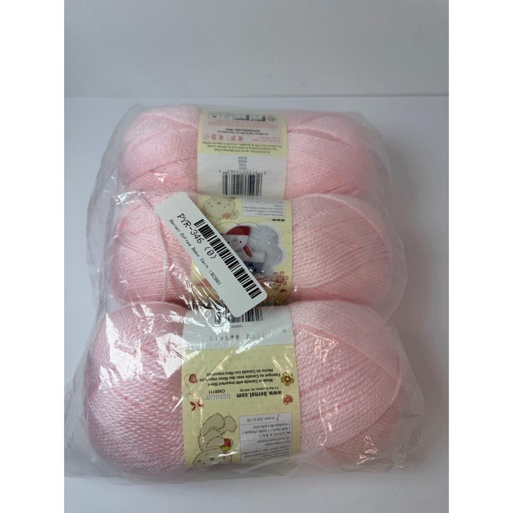 Bernat Softee Baby Pink 5 oz 362 yds Lot Of 3 100% Acrylic